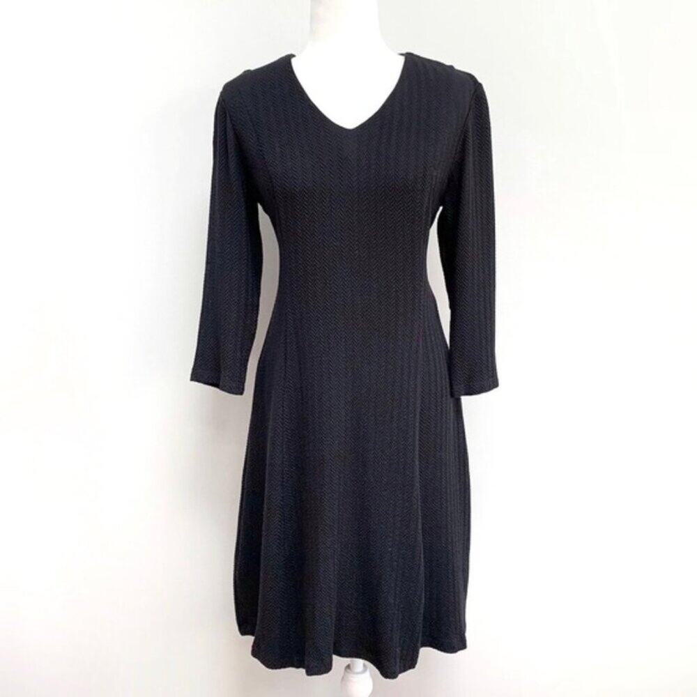 J. McLaughlin Knit V Neck Herringbone Textured Knit Dress Sz S Wool Blend